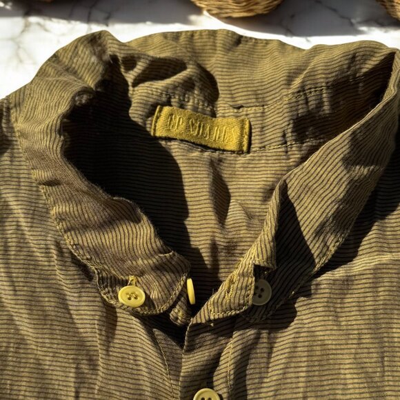 CP Shades Green Cotton Silk Button Down Top Blouse Size Medium Short Sleeves - Picture 3 of 10